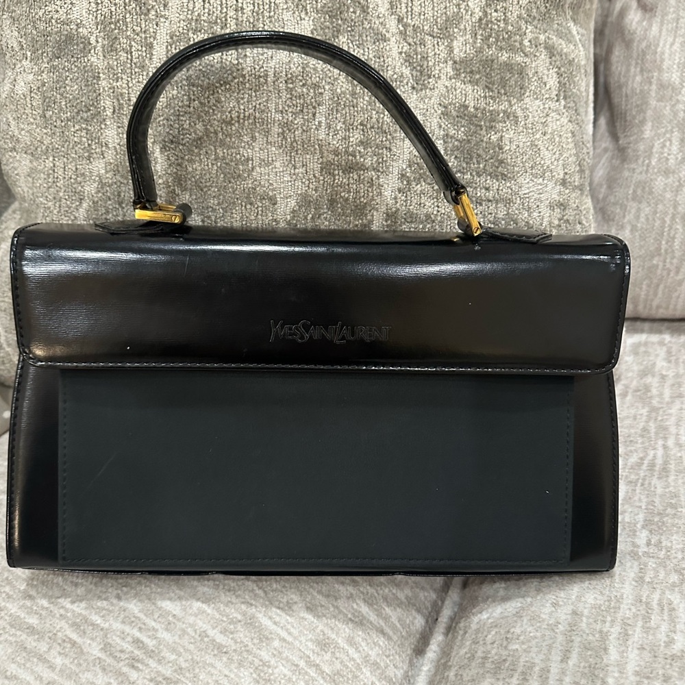 ✨💎VINTAGE💎✨Yves Saint Laurent Black top handle bag w/COA&Dusty